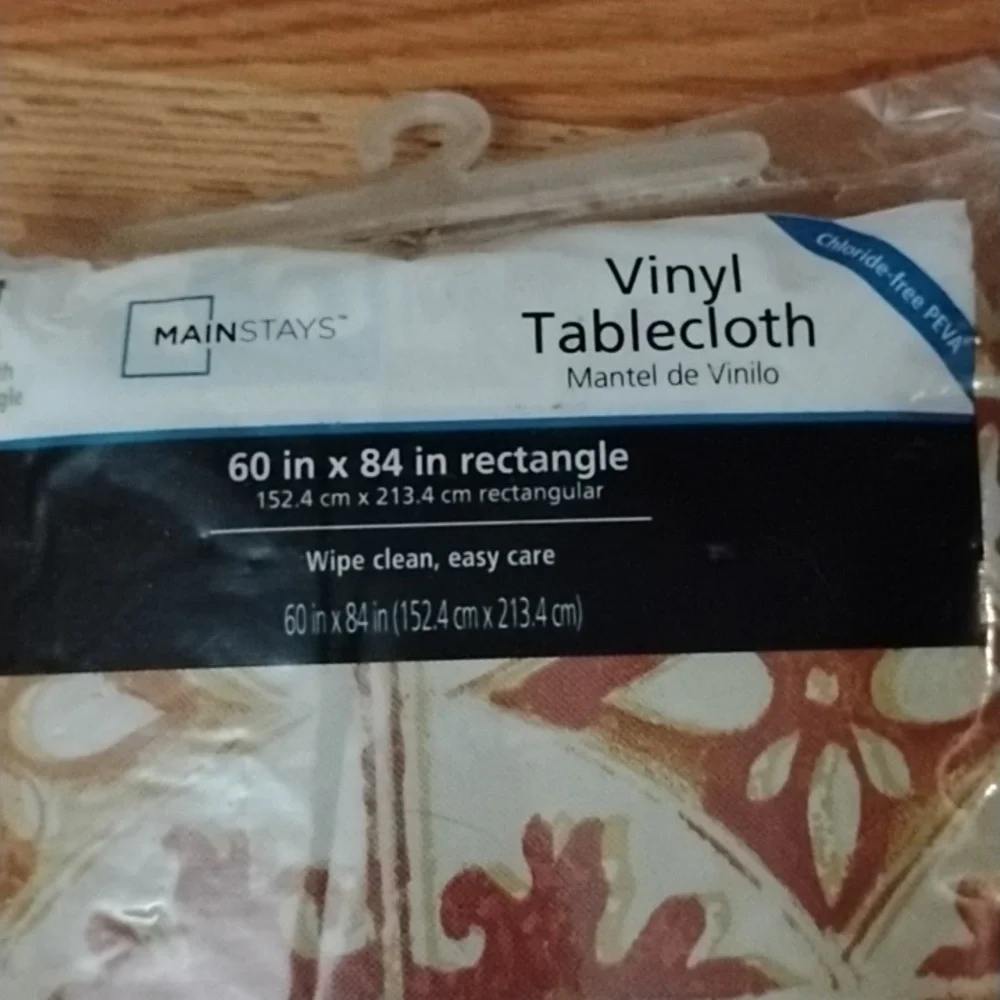 Mainstays Vinyl Tablecloth with Red Green Yellow Design